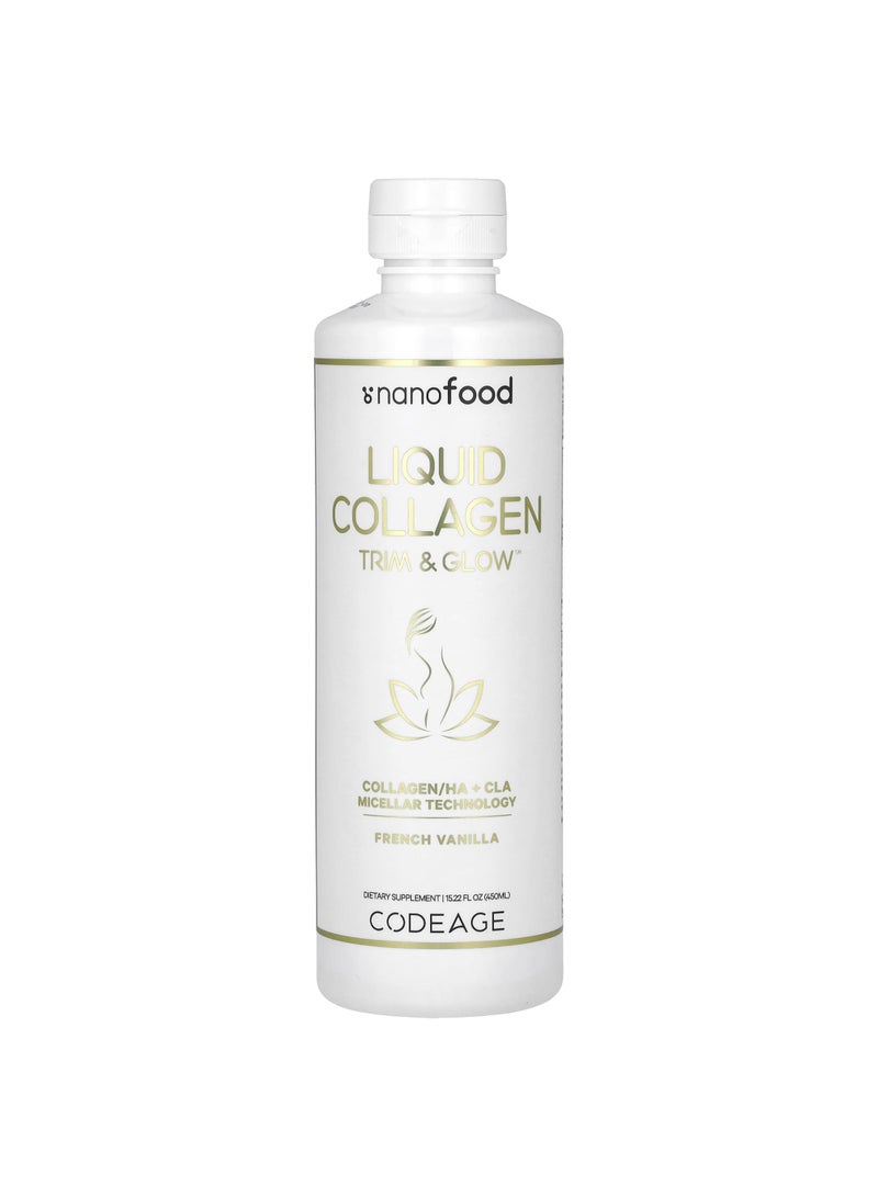 Codeage Nanofood, Liquid Collagen, Trim & Glow, French Vanilla, 15.22 fl oz (450 ml)