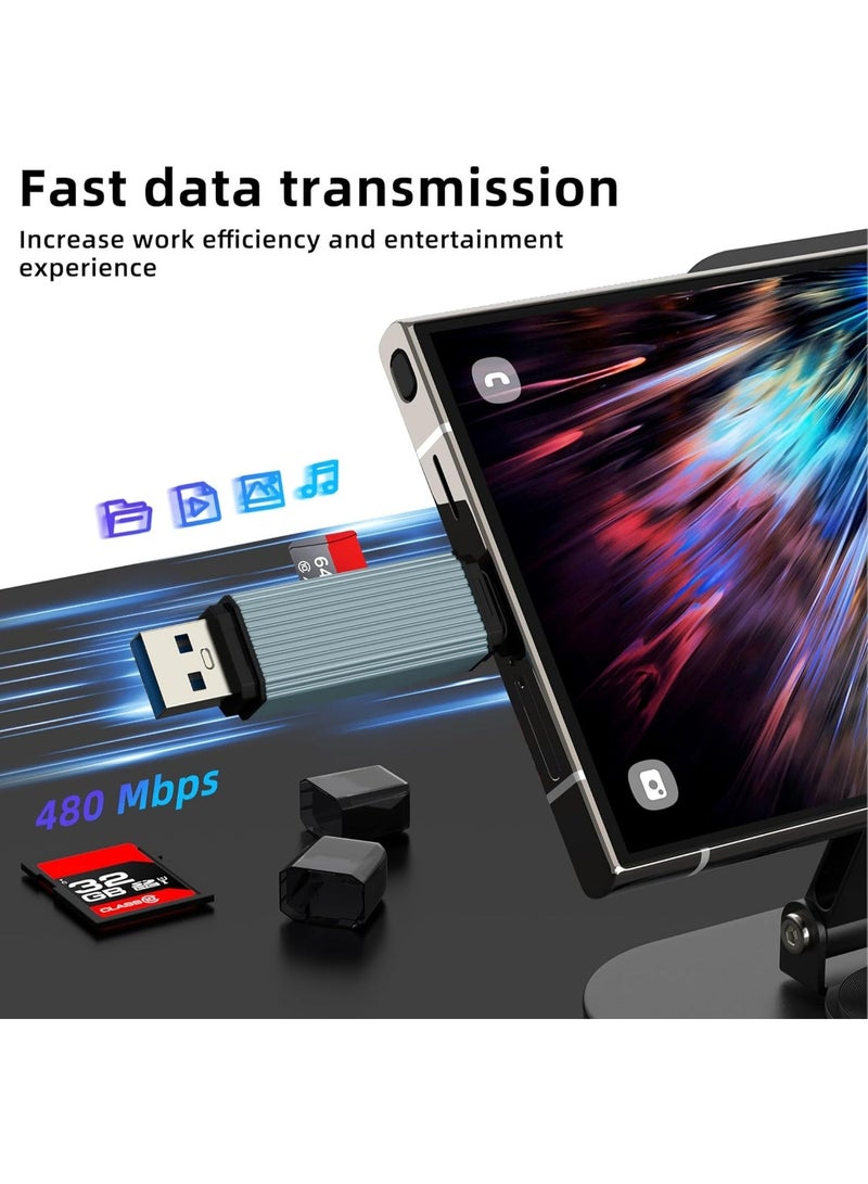 قارئ بطاقات SD وميكرو SD مزدوج المنفذ (منفذ USB-C و USB-A)، محول نقل الصور والفيديو من الكاميرات الرقمية للآيفون 16/15 والآيباد وماك بوك وأندرويد وسامسونج والكمبيوتر - Image 4