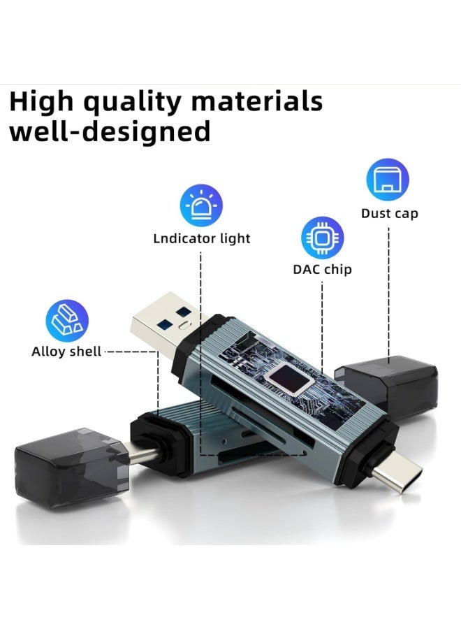 قارئ بطاقات SD وميكرو SD مزدوج المنفذ (منفذ USB-C و USB-A)، محول نقل الصور والفيديو من الكاميرات الرقمية للآيفون 16/15 والآيباد وماك بوك وأندرويد وسامسونج والكمبيوتر - Image 5