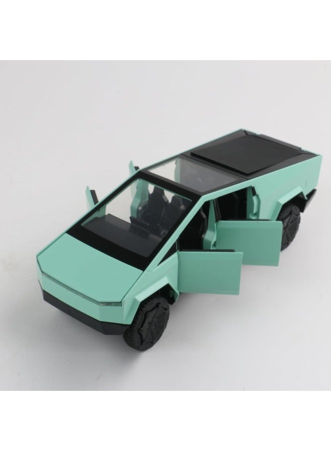 1:32 Scale Cybertruck Model Toy, Pull Back Pickup Truck with Sound and Light, Diecast Cybertruck Toys Alloy Gift for Kids or Tesla Car Collection Lovers (1/32 Green) - Image 2