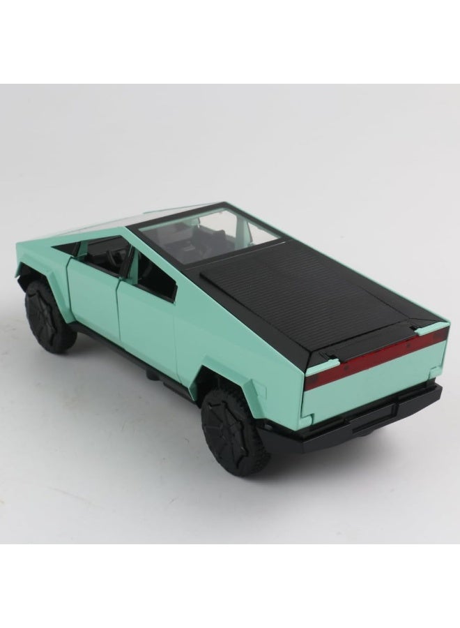 1:32 Scale Cybertruck Model Toy, Pull Back Pickup Truck with Sound and Light, Diecast Cybertruck Toys Alloy Gift for Kids or Tesla Car Collection Lovers (1/32 Green) - Image 3