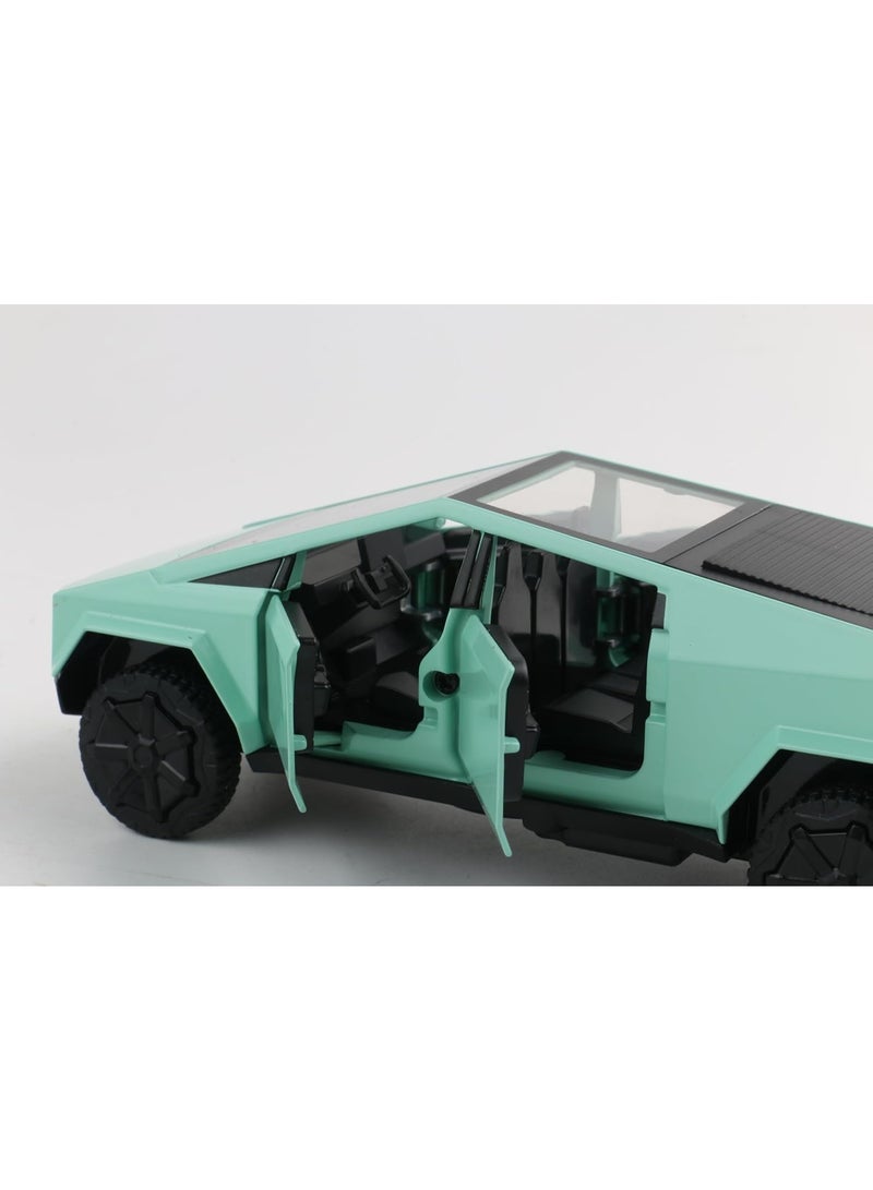 1:32 Scale Cybertruck Model Toy, Pull Back Pickup Truck with Sound and Light, Diecast Cybertruck Toys Alloy Gift for Kids or Tesla Car Collection Lovers (1/32 Green) - Image 4
