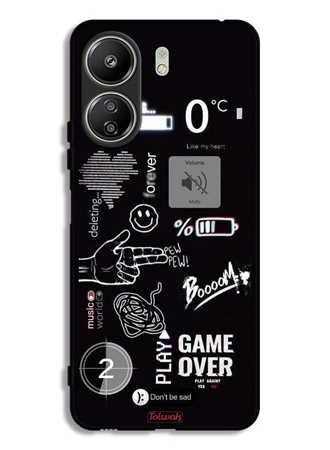 Tolwak غطاء حماية لهاتف Xiaomi Redmi 13C Game Over Pew Pew - Image 1