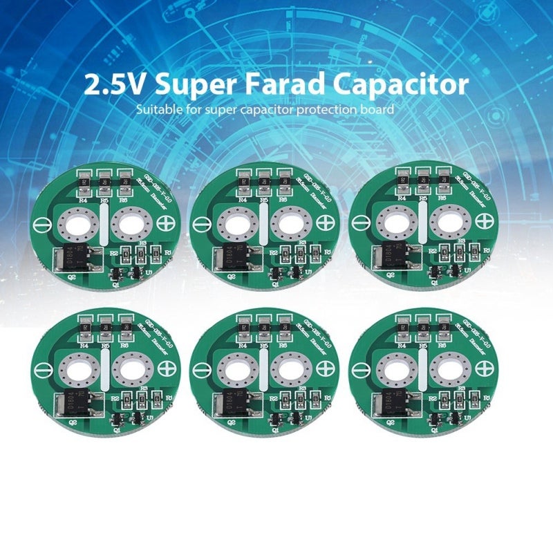 2.5V مكثف فائق الفاراد 6 قطع 2.5V مكثف فاراد مع وحدة حماية - منظم 2.5V عالي الدقة وحدة حماية مكثف فائق للمكونات الإلكترونية - Image 5
