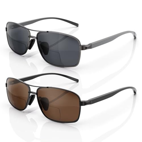 LianSan 2 Packs Premium Metal Bifocal Sunglasses for Men Women Retro Top Clear Sun Readers with UV ProtectionMulticolor250x - Image 1
