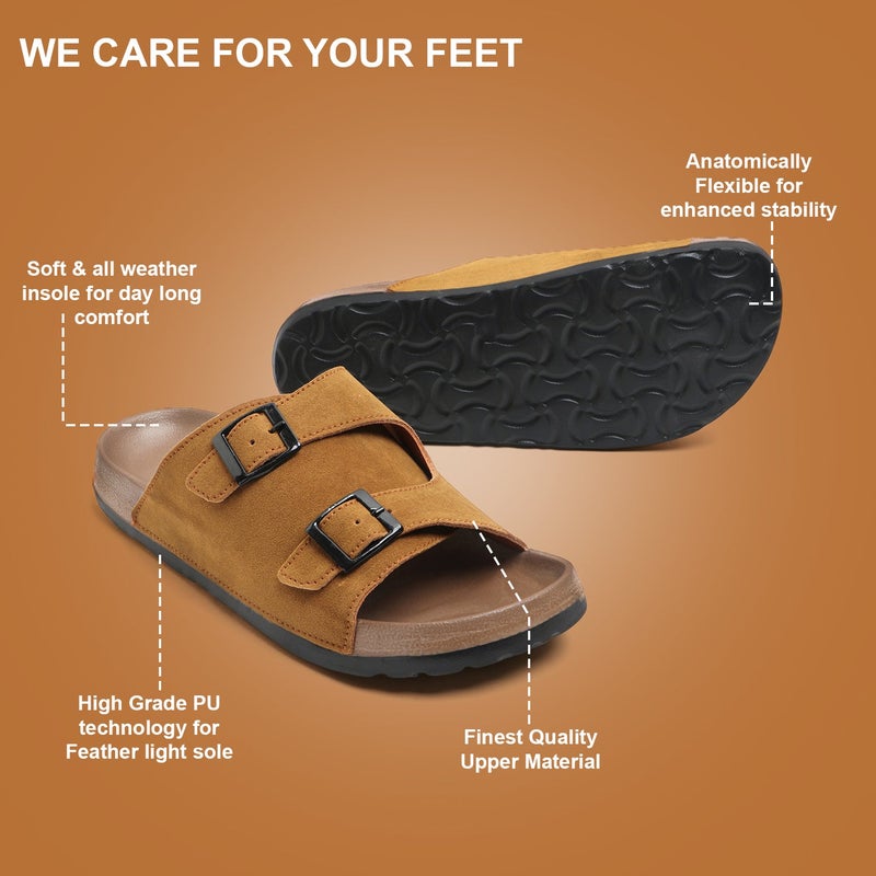 Face صنادل جلدية بنية للرجال - Image 3