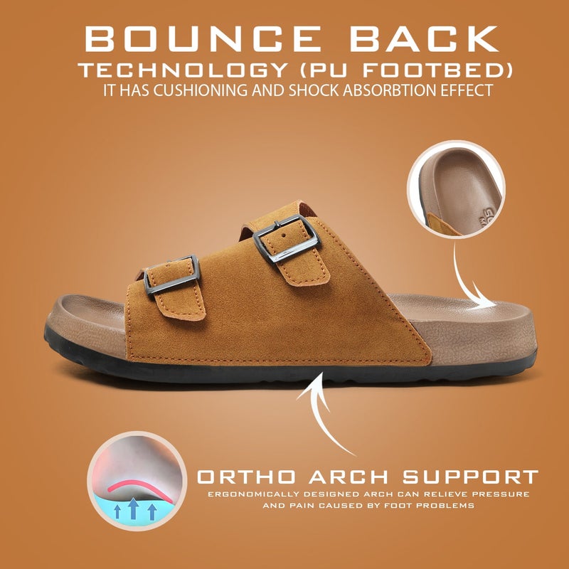 Face صنادل جلدية بنية للرجال - Image 2