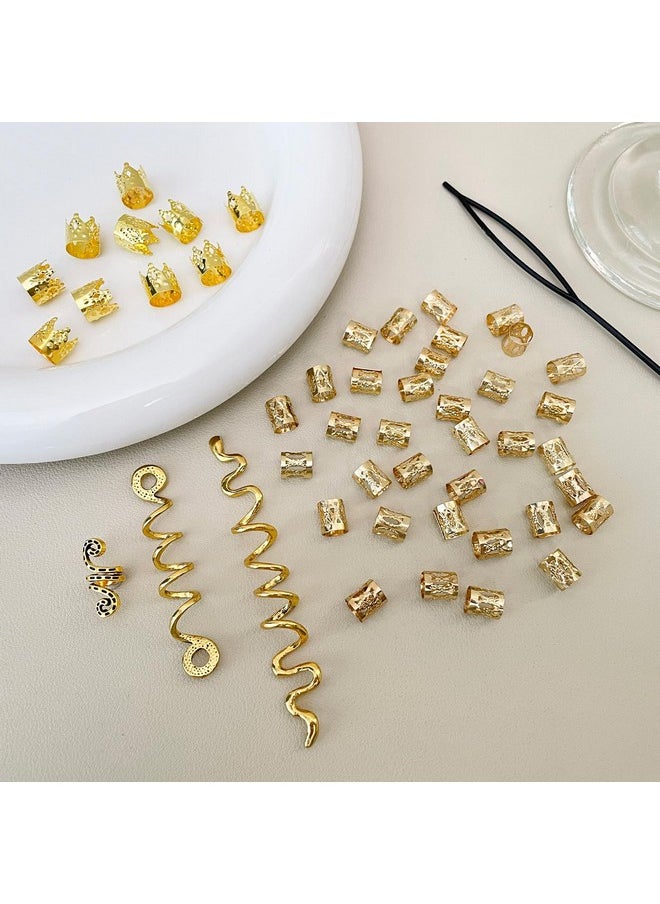 FRDTLUTHW - FRDTLUTHW 48Pcs Hair Accessories Loc Hair Jewelry for Women Braids, Gold Dreadlock Beads Metal Hair Cuffs for Girls - Image 1