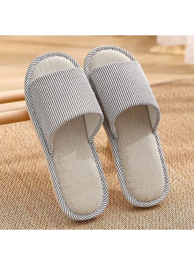 JIJIe Slippers for Women Men Linen Slippers Open Toe House Shoes Summer Sandals for Indoor Outdoor Bedroom - Image 5