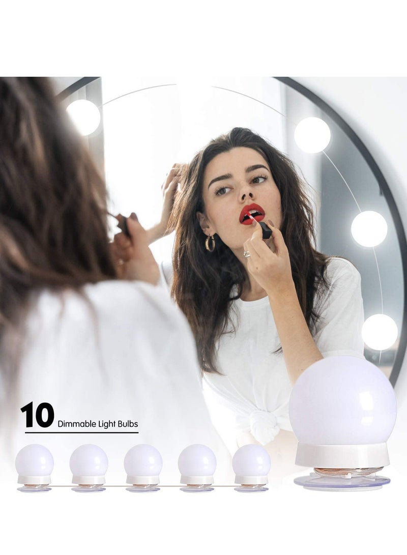 Hollywood Style LED Vanity Mirror Lights Kit with 10 Dimmable Light Bulbs For Makeup Dressing Table and Power Supply Plug in Lighting Fixture strip Vanity Mirror Light White - Image 5