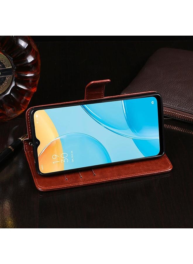 IDEWEI - Case For OPPO A15s Crazy Horse Texture Horizontal Flip Leather Case with Holder & Card Slots & Wallet - Image 1