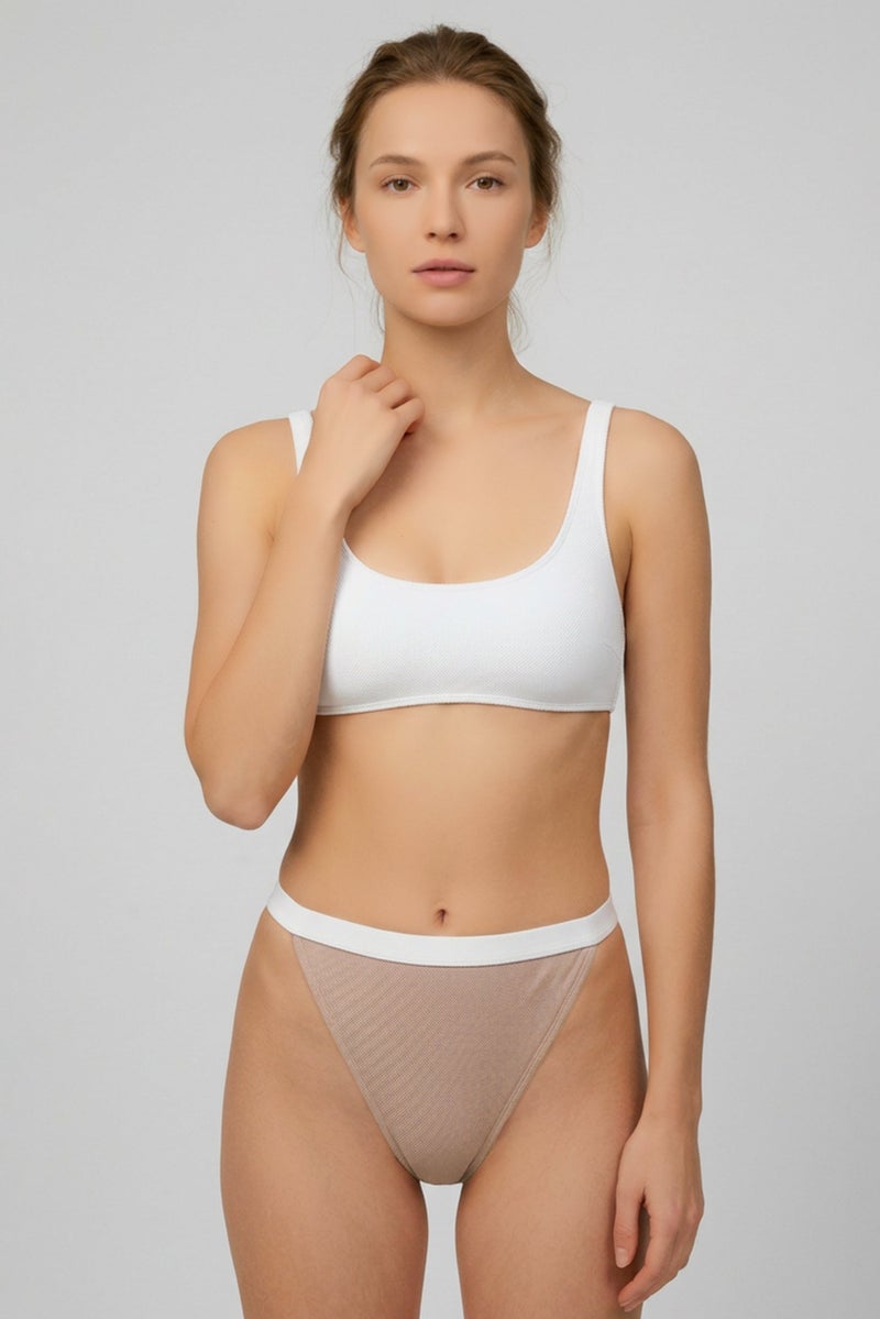 Reserved Women Colorblock Bikini Bottom, Tan - Image 1