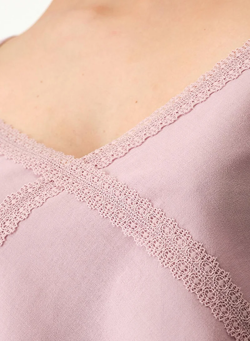 Penti Penti Women's Cotton Lounge Petal Sleeveless Pajama Set - Rose