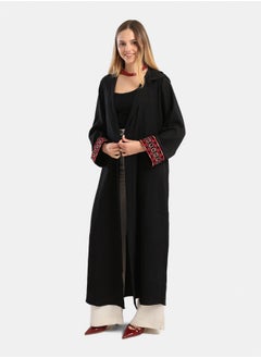 Carina Embroidered Cuffs Black Kimono  - Image 4