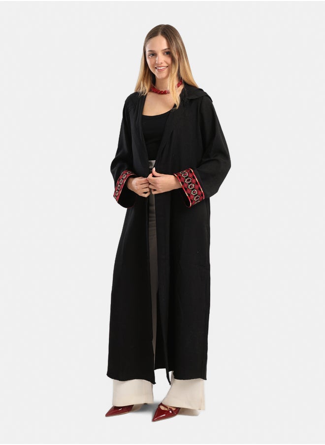 Carina Embroidered Cuffs Black Kimono  - Image 4