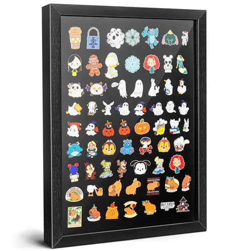 tutata 12x16 Pin Display Case, Enamel Pin Display Frame, Pin Collection Display, Shadow Box for Wall Display, Black - Image 1