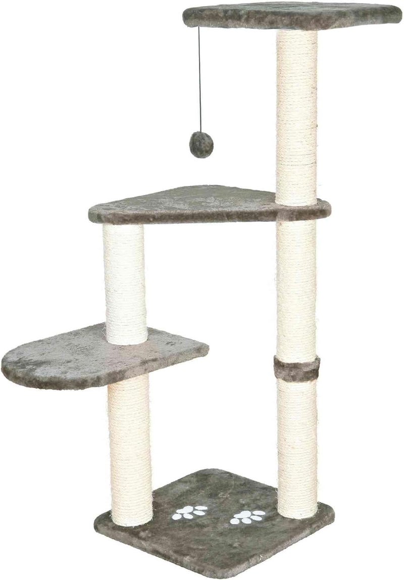 TRIXIE Altea Cat Tree Tall Scratching Posts 3 Elevated Platforms Dangling Cat Toy Cat Playground Platinum Gray - Image 1