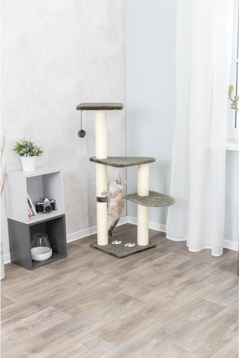 TRIXIE Altea Cat Tree Tall Scratching Posts 3 Elevated Platforms Dangling Cat Toy Cat Playground Platinum Gray - Image 2