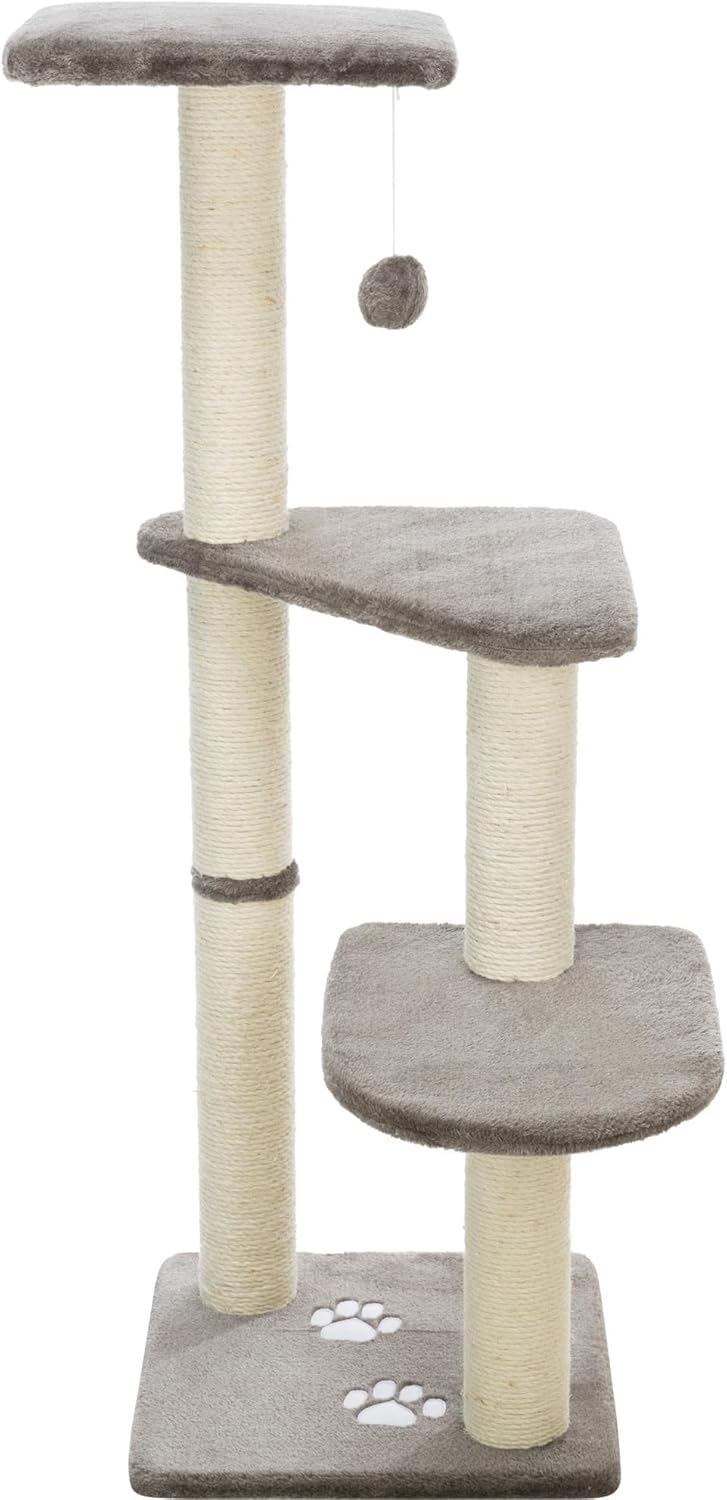 TRIXIE Altea Cat Tree Tall Scratching Posts 3 Elevated Platforms Dangling Cat Toy Cat Playground Platinum Gray - Image 3