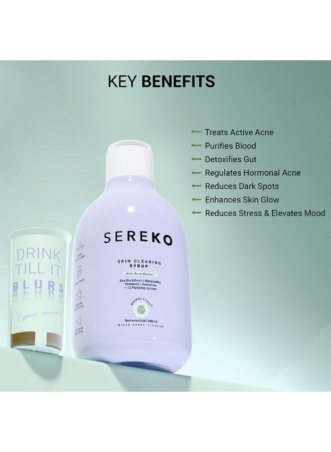 Sereko Skin Clearing Syrup Acne & Pimple Control With Sea Buckthorn, Manjishtha, Shatavri & Berberine + 12 Purifying Actives | Blood Purifier| Enhances Skin Glow | Mixed Berry Flavour- 200 ML - Pack of 1 - Image 4