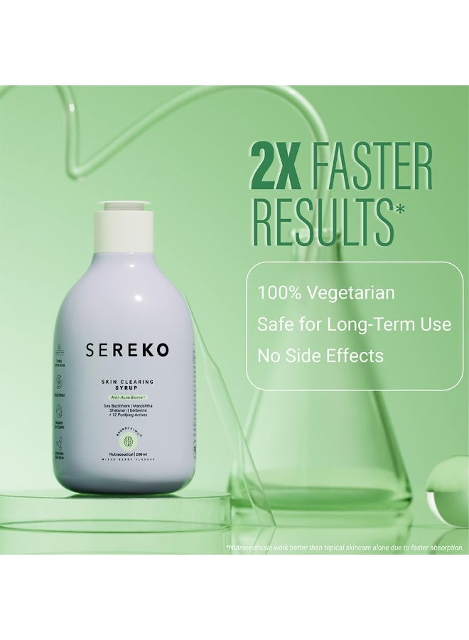 Sereko Skin Clearing Syrup Acne & Pimple Control With Sea Buckthorn, Manjishtha, Shatavri & Berberine + 12 Purifying Actives | Blood Purifier| Enhances Skin Glow | Mixed Berry Flavour- 200 ML - Pack of 1 - Image 3