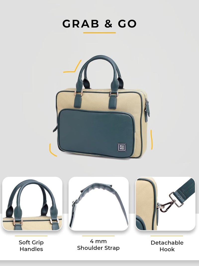 EUME 15L Executive Laptop Bag for Men | Water Resistant | Professional Messenger Bag | Tablet Compartment| Multiple Organisers | Upto 15.6" Laptop/MacBook | Vegan Leather Office Bag. - Image 4