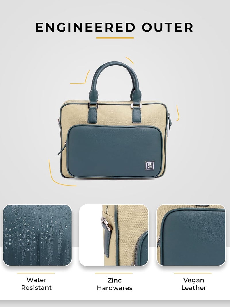 EUME 15L Executive Laptop Bag for Men | Water Resistant | Professional Messenger Bag | Tablet Compartment| Multiple Organisers | Upto 15.6" Laptop/MacBook | Vegan Leather Office Bag. - Image 3