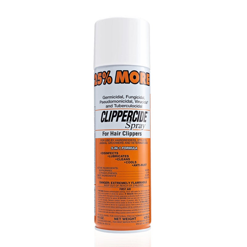 CLIPPERCIDE 5-in-1 Clipper Disinfectant Spray 15oz, 1 Pack | Cleans, Lubricates, Cools, Prevents Rust & Disinfects | Professional Clipper Spray for Barbers, Stylists & Pet Groomers | Made by Barbicide - Image 1