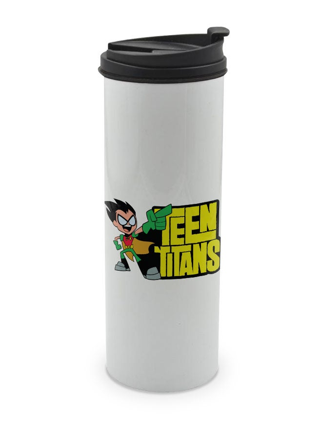 LIT Teen Titans White Tumbler for Hot Drinks The Teen Titans White Tumbler Anime American Travel Coffee Tumbler Robin Batman and Robin- - Image 1