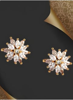 Just Peachy Gold-Plated Zirconia Flower-Shaped Stud Earrings – Elegant and Sparkling Jewelry for Women, Featuring a Delicate Floral Design. Hypoallergenic, Lightweight, and Comfortable, Perfect for Adding a Touch of Grace to Any Outfit. - pzsku/Z9B6DC49433D010EEF8A7Z/45/_/1729840238/5b15b486-36d6-47aa-bd97-aded081e4318