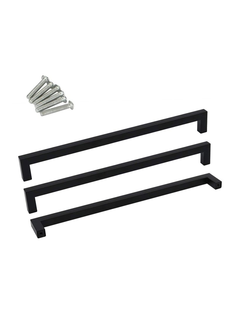 3Pack Black Square Cabinet Pull 5Inch Drawer Handle Stainless Steel Modern Hardware for Kitchen and Bathroom Cupboard Dresser Door Pulls - Image 1