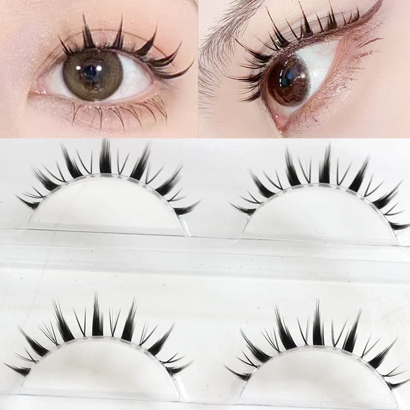 LASGOOS Fake Eyelashes Natural Look False Eye Lashes Daily Strip Cross 711mm Clear Band Lashes Invisible band Lash for Wedding Eye Makeup 3 Pairs GM20 - Image 2