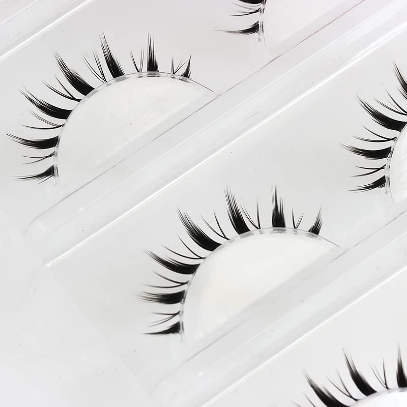 LASGOOS Fake Eyelashes Natural Look False Eye Lashes Daily Strip Cross 711mm Clear Band Lashes Invisible band Lash for Wedding Eye Makeup 3 Pairs GM20 - Image 4