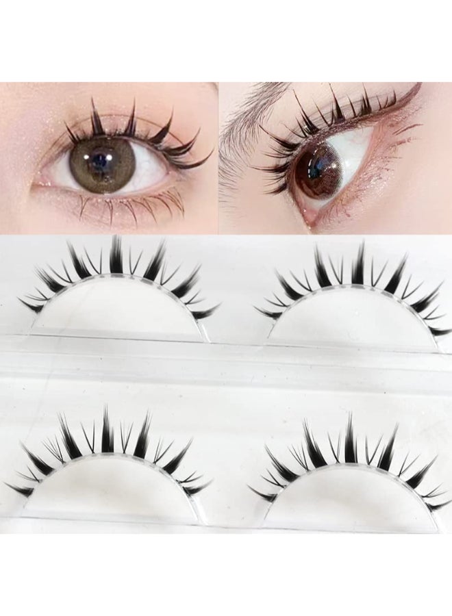LASGOOS Fake Eyelashes Natural Look False Eye Lashes Daily Strip Cross 711mm Clear Band Lashes Invisible band Lash for Wedding Eye Makeup 3 Pairs GM20 - Image 1