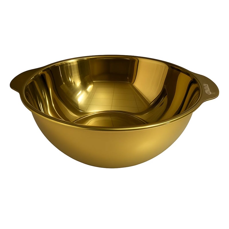 Alark Alark Stainless Steel Double Handles Cooking Pot with Tableware Polishing Serving Noodles, Soup, Pasta Round Bowl Serving Tray and Induction Cooker (Gold) Fast Heating Cooking Pot for Home Kitchen - Image 1