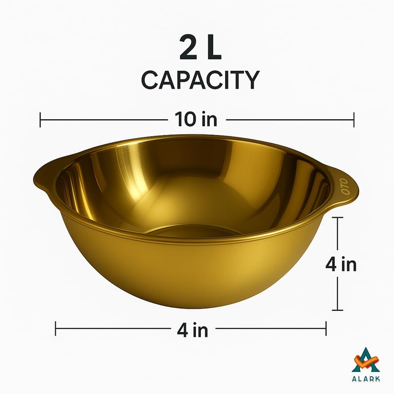 Alark Alark Stainless Steel Double Handles Cooking Pot with Tableware Polishing Serving Noodles, Soup, Pasta Round Bowl Serving Tray and Induction Cooker (Gold) Fast Heating Cooking Pot for Home Kitchen - Image 3
