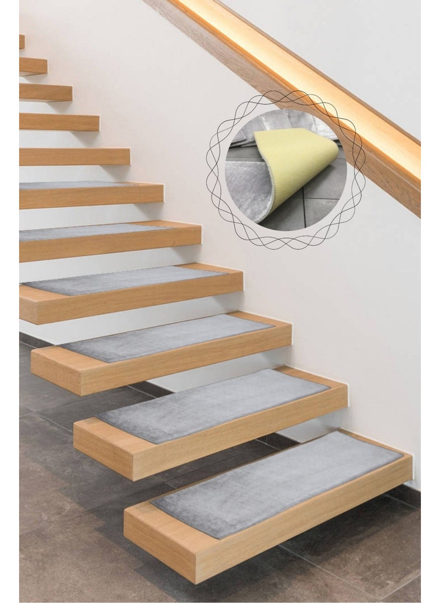 Bonny Home Comfort Gray (1 Piece) Pufidik Plush Stair Carpet Non-Slip Leather Based Step Mat  - Image 1