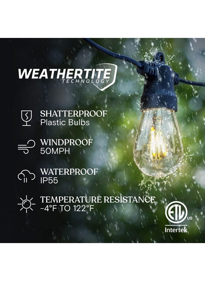 brightech - Brightech Ambience Pro Solar Powered Outdoor String Lights, 27ft Remote Control Commercial Grade Waterproof Patio Lights, 12 Edison Bulbs, Shatterproof LED String Lights for Outside - 1W Soft White - Image 1