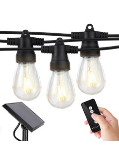 Brightech Ambience Pro Solar Powered Outdoor String Lights, 27ft Remote Control Commercial Grade Waterproof Patio Lights, 12 Edison Bulbs, Shatterproof LED String Lights for Outside - 1W Soft White