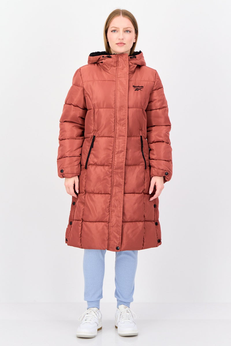 Reebok Women Sportswear Fit Long Sleeve Outdoor Jacket, Dark Orange - Image 1