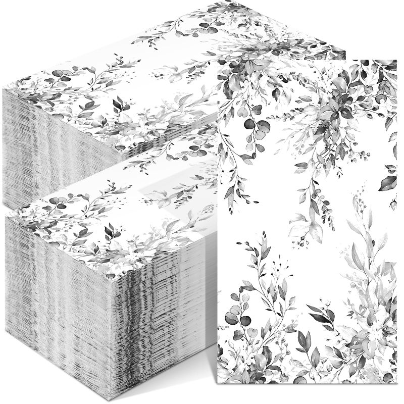 Seajan Seajan 200 Pcs Gray Eucalyptus Paper Guest Napkins Disposable Hand Towels for Bathroom Paper Disposable Guest Towels Napkins for Spring and Summer Wedding Bathroom Birthday Dinner Party  - Image 1