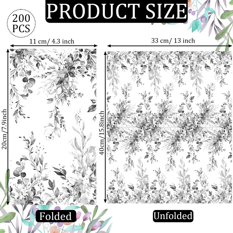 Seajan Seajan 200 Pcs Gray Eucalyptus Paper Guest Napkins Disposable Hand Towels for Bathroom Paper Disposable Guest Towels Napkins for Spring and Summer Wedding Bathroom Birthday Dinner Party  - Image 2