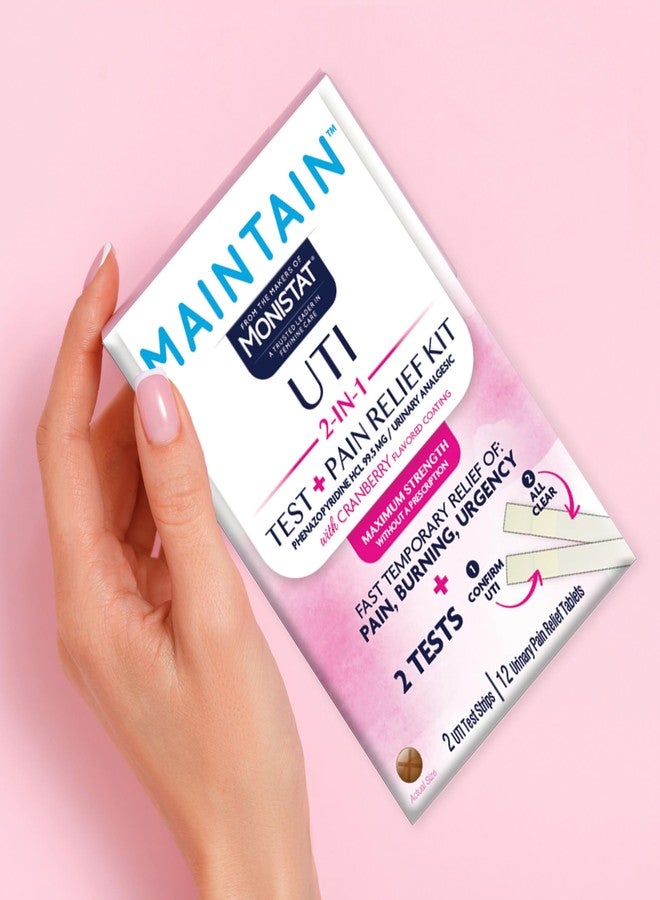 Monistat Maintain UTI 2-in-1 Test & Pain Relief Kit, 2 Test Strips & 12 Urinary Pain Relief Tablets, 2 Minute Results and Maximum Strength Pain, Burning and Urgency Relief - Image 5