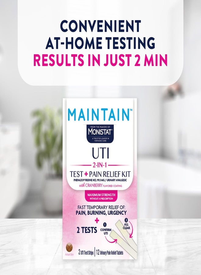 Monistat Maintain UTI 2-in-1 Test & Pain Relief Kit, 2 Test Strips & 12 Urinary Pain Relief Tablets, 2 Minute Results and Maximum Strength Pain, Burning and Urgency Relief - Image 4