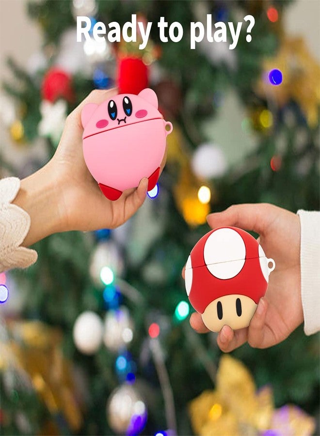 TOLUOHU [2 Pack] TOLUOHU Case for Airpods Pro,3D Cute Cartoon Funny Anime Character for Girls Boys Kids Teens Women,Shockproof Soft Silicone Case with Keychain(New Star Kabi+Mushroom) - Image 4
