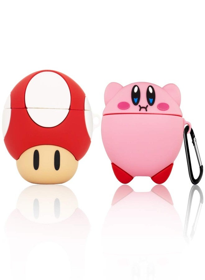 TOLUOHU [2 Pack] TOLUOHU Case for Airpods Pro,3D Cute Cartoon Funny Anime Character for Girls Boys Kids Teens Women,Shockproof Soft Silicone Case with Keychain(New Star Kabi+Mushroom) - Image 1