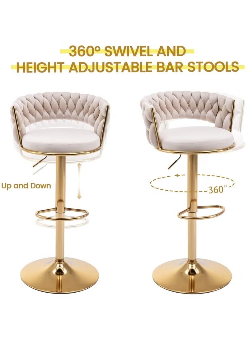 كراسي بار دوارة مخملية، كراسي بار قابلة لتعديل الارتفاع، كراسي بار عصرية - Image 5