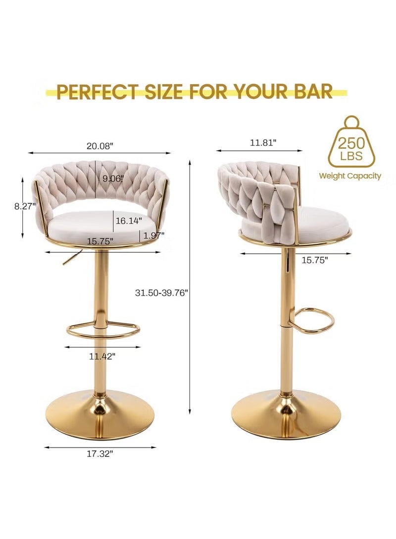 كراسي بار دوارة مخملية، كراسي بار قابلة لتعديل الارتفاع، كراسي بار عصرية - Image 4