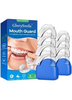 8 Pcs 2 Sizes Mouth Guard for Clenching Teeth at Night Upgraded Mouth Guard for Teeth Grinding Moldable Mouth Guard Stops Bruxism and Teeth Grinding with Two Travel Cases Dental Night Guards
