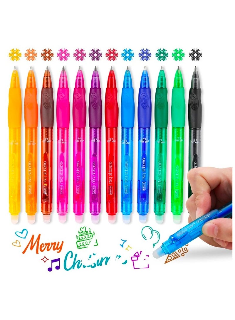 Retractable Erasable Gel Pens, 12-Color Gel Pens With 0.5mm Fine Tip for Writing, Drawing And Note - Image 1